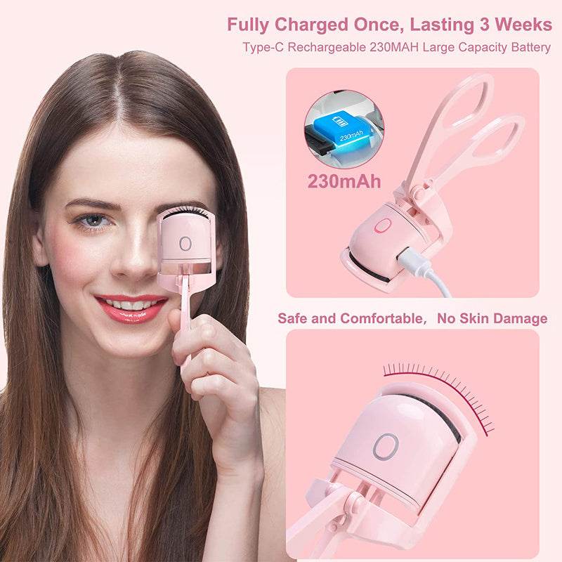 Eyelash Curler Portable Electric Heated Comb Eye Lash Long Lasting Eyelashes Curls Thermal Eyelash Curler Makeup Tools Heated Eyelash Curlers, Rechargeable Electric