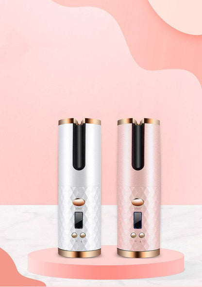 Hair Curler with LCD display and ceramic rotating barrel for easy styling.