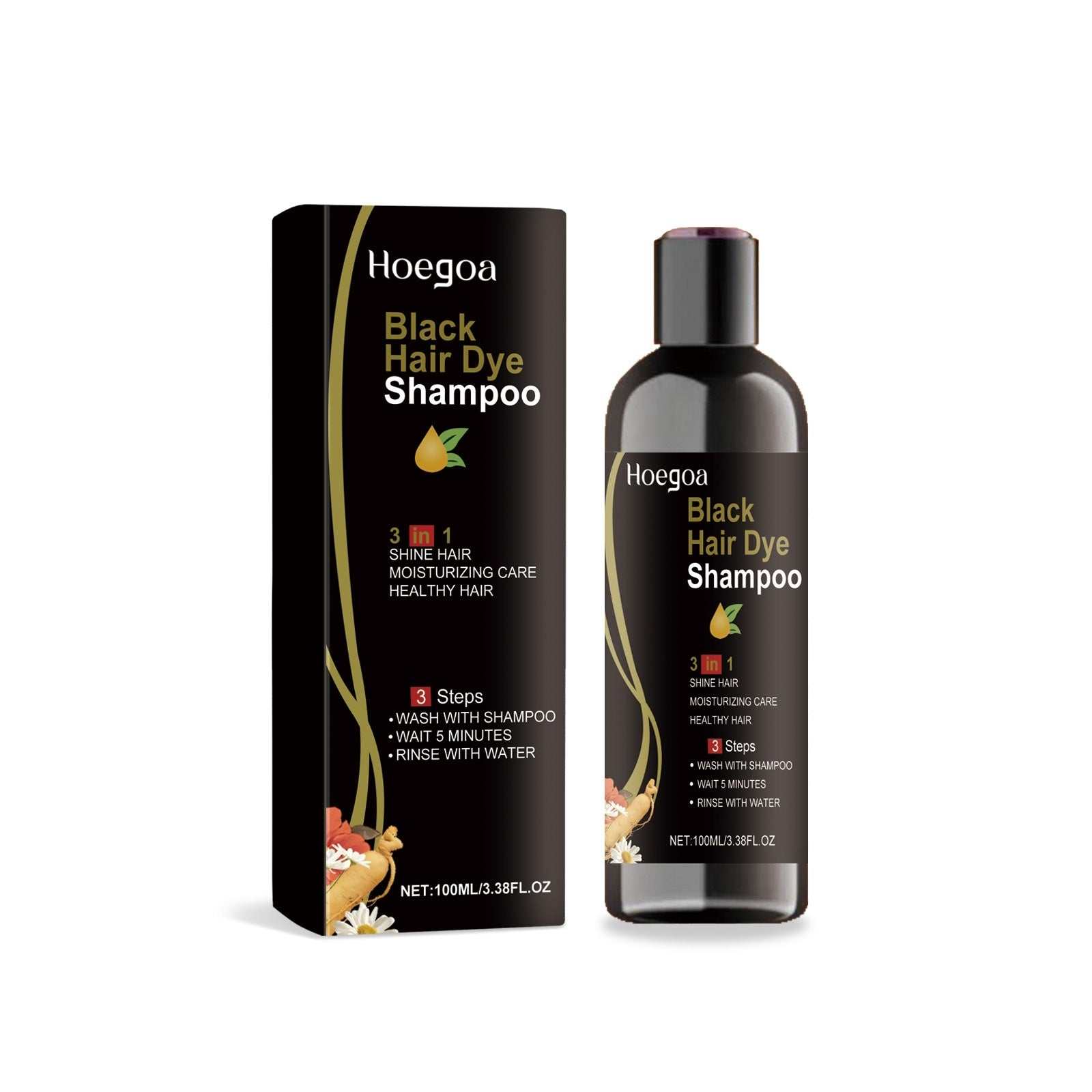 Black hair dye shampoo Herbal 3-in-1 instant black hair dye shampoo for gray coverage.