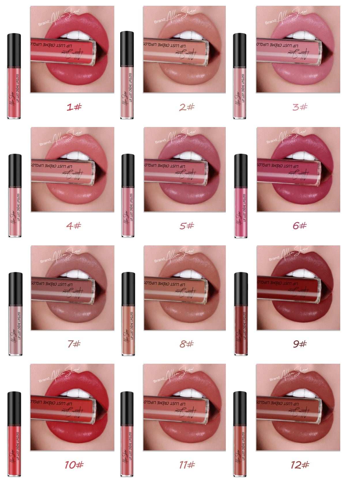 Lip Gloss Silky cream texture lip gloss in various shades, featuring Shopee cross-border exclusive lip glaze for a vibrant, long-lasting look.