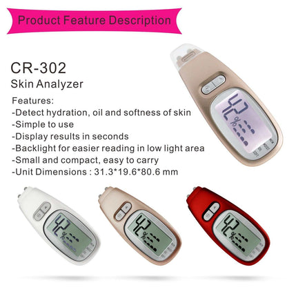 Skin Analyzer moisture tester face skin analyzer with LCD display and auto memory storage.