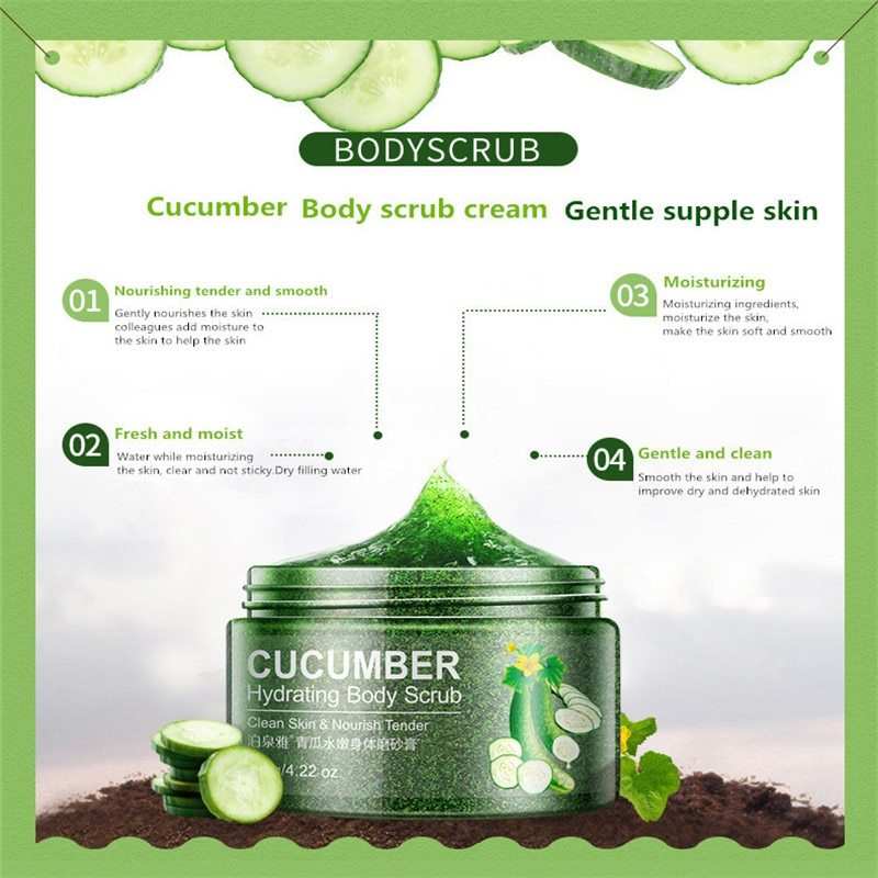 Body Scrub Cucumber Skin Beautiful Gently Exfoliates Removes Dead Skin