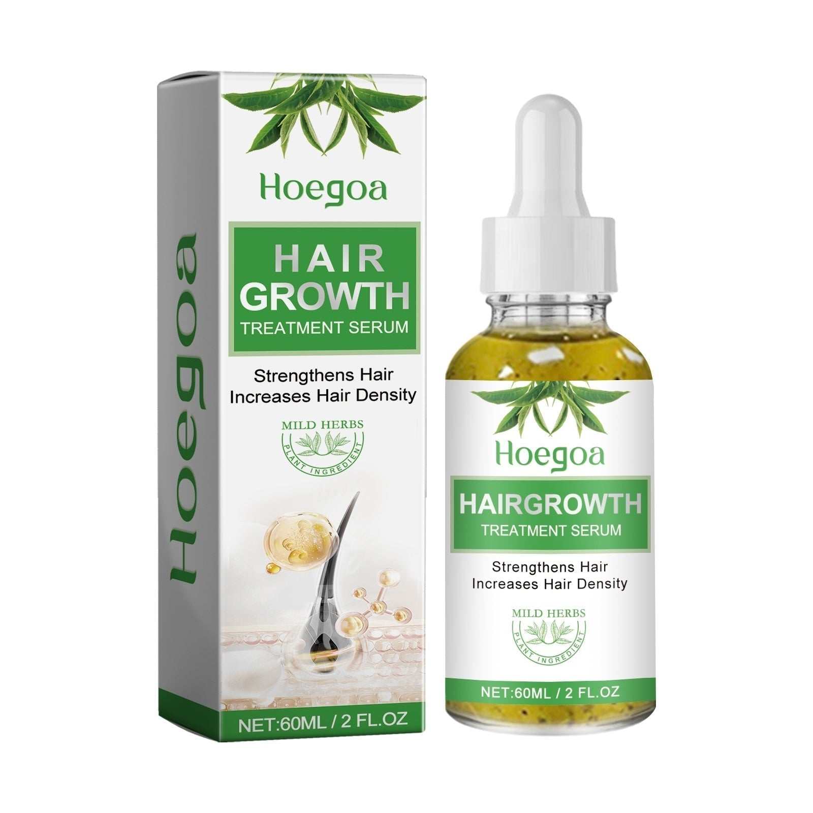 Hair growth serum for thicker, fuller hair, prevents hair loss, 60ml bottle.