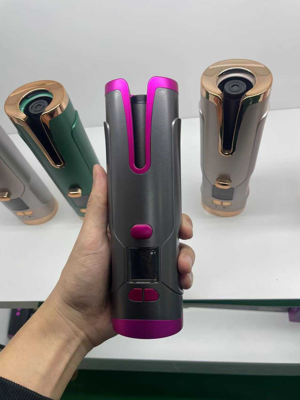 Hair Curler with LCD display and ceramic rotating barrel for easy styling.